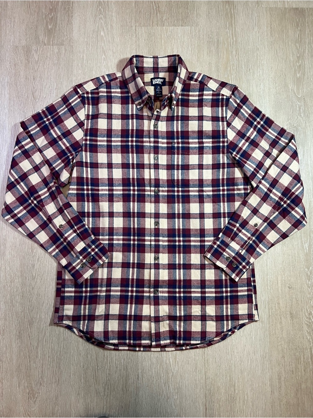 Lands' End Men’s Red Plaid Button-Down Shirt